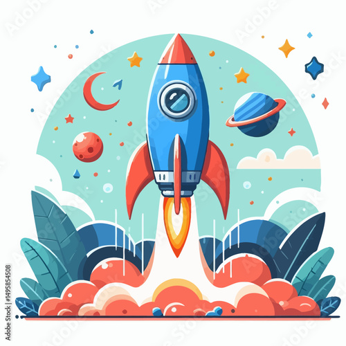 rocket in space vector illustration 