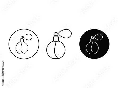 Set of perfume spray bottle, symbol icon design vector isolated on transparent background