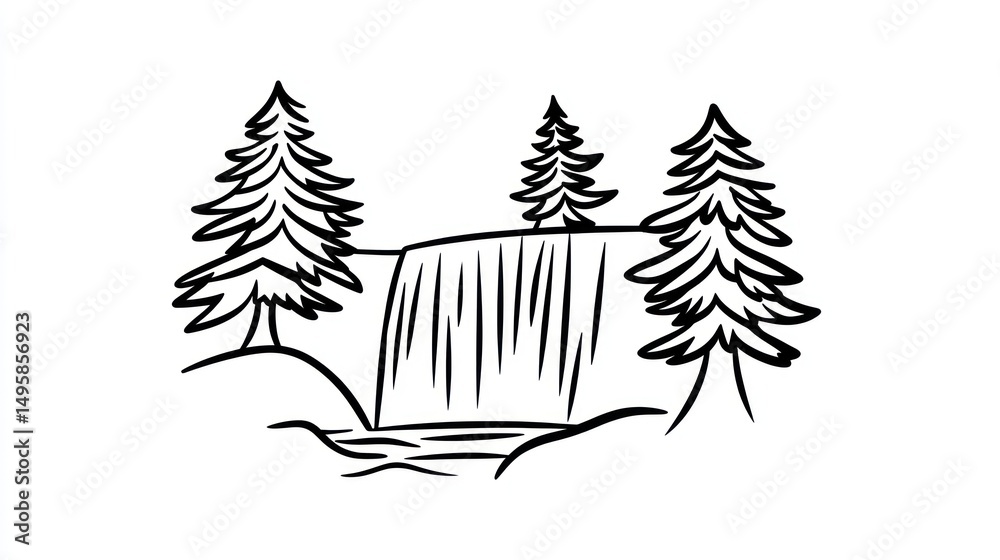 Fototapeta premium Waterfall Scene in Forest (1)