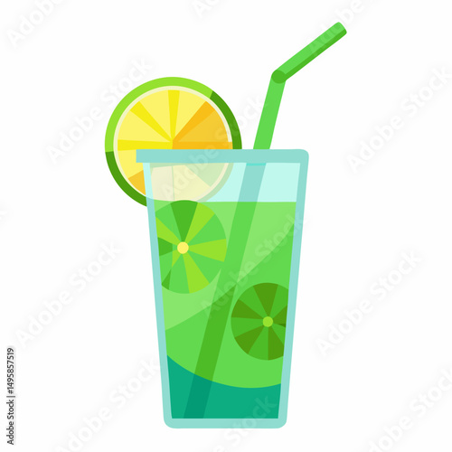 Green cocktail with straw