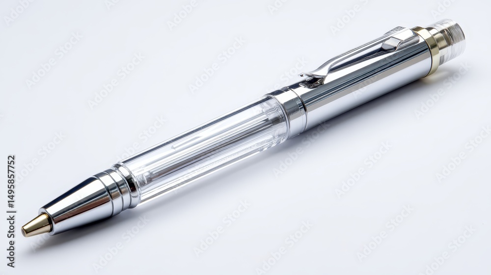 Luxurious silver fountain pen with gold trim, enhance your writing experience elegant Luxurious silver fountain pen with gold trim, enhance your writing experience elegant