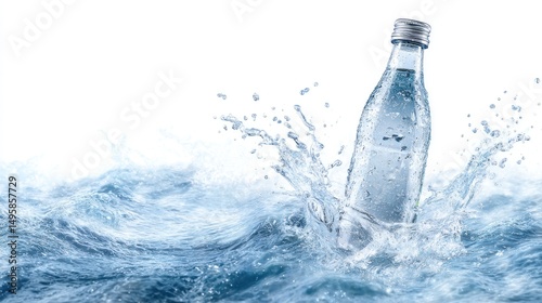 Refreshing water bottle in the ocean photo