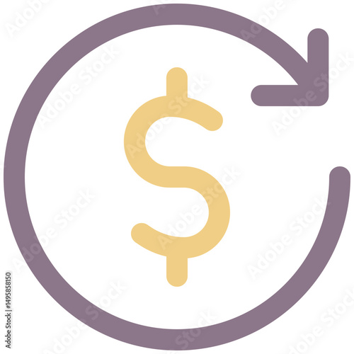 Money Transfer, Dollar Refund Vector Icon, Flat Style Isolated Vector Icon.