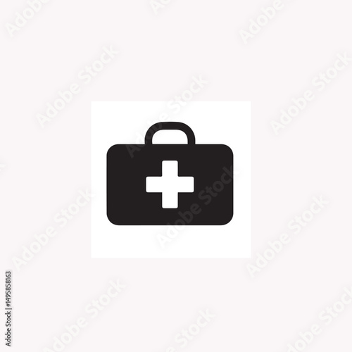 First Aid Kit Icon – Black and White Medical Symbol in Simple Design