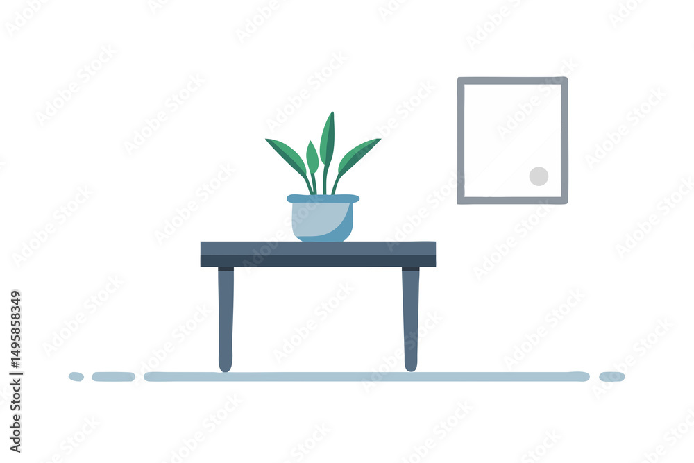 Fototapeta premium Minimalist Home Decor Simple Plant on Table Illustration