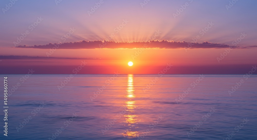 Fototapeta premium Sunset over calm ocean