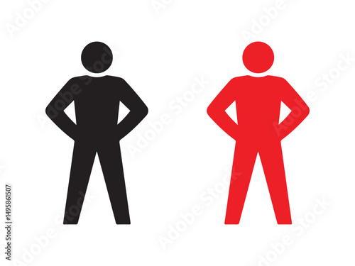 Two stylized figures, black and red, represent contrasting personalities.