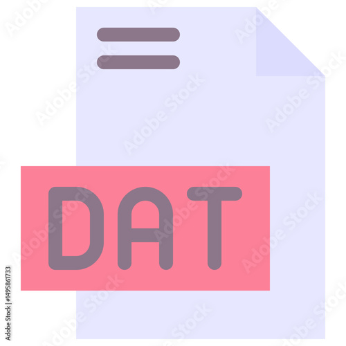 DAT File Format Vector Icon, Isolated On Abstract Background.