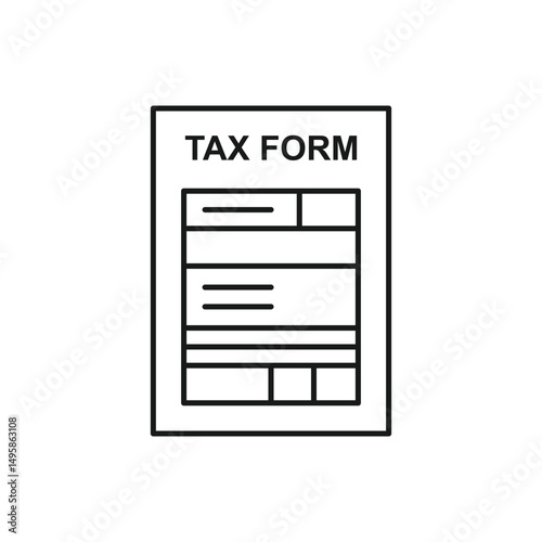 thin line tax form icon. concept of taxation overview reminder file or risk monitoring in tax collect. flat contour trend modern vat logotype stroke graphic design illustration on white