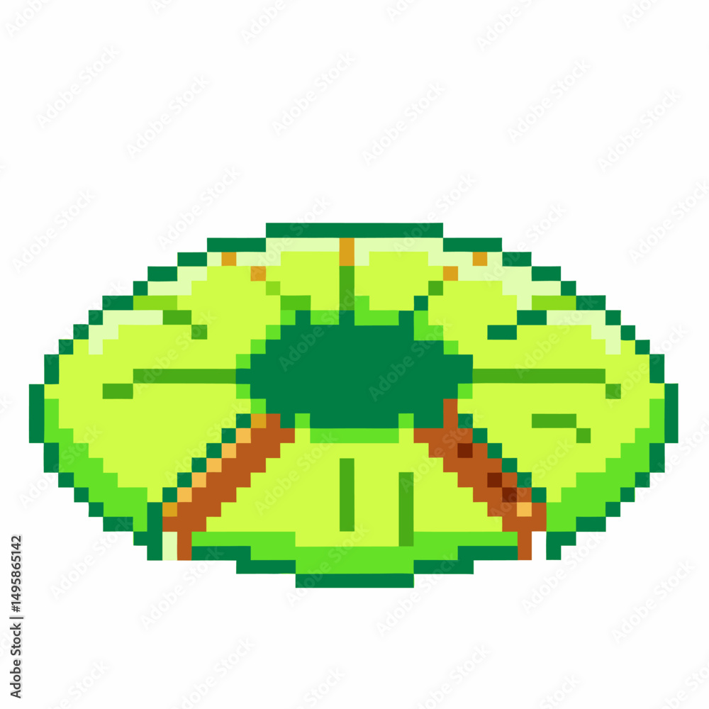 Obraz premium pixel art cactus cross section retro plant illustration, segmented green desert succulent