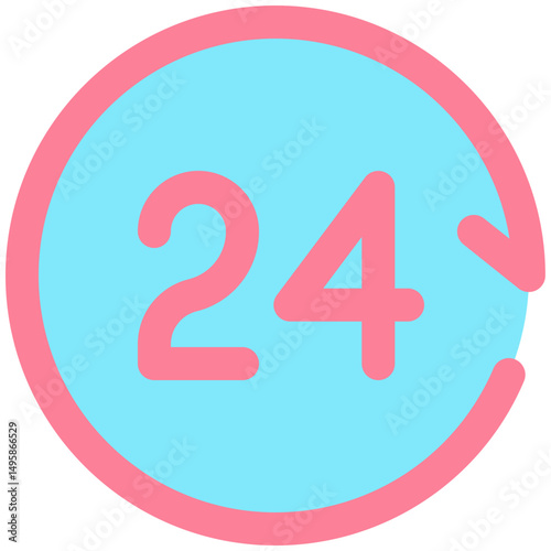24 Hours Services Vector Icon, Flat Style Isolated Vector Icon.