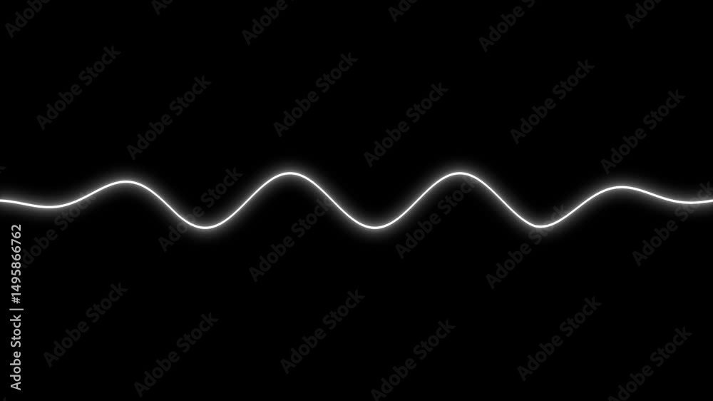 Neon radio wave signal animation on a black background