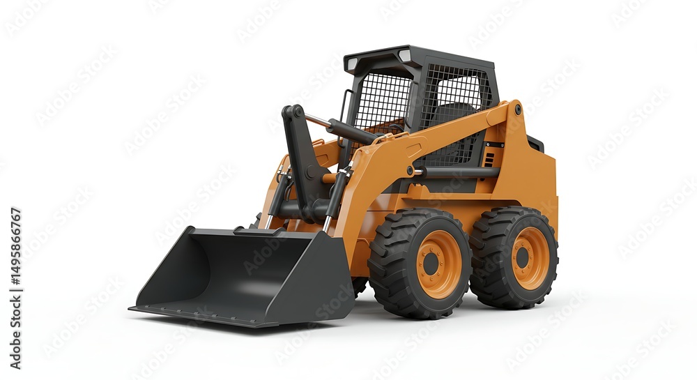 Fototapeta premium Skid Steer Loader Isolated on White Background Construction Equipment