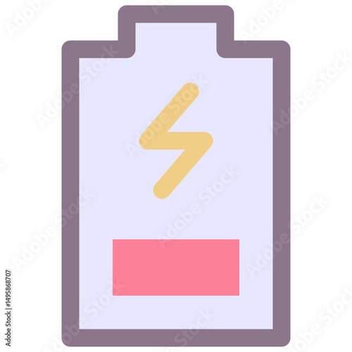 Low Battery, Charging Vector Flat Isolated Icon, User Interface Icon.