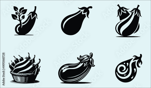 Vibrant Eggplant Vegetable Illustration Culinary Design Element