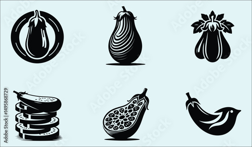 Vibrant Eggplant Vegetable Illustration Detailed Vector Graphic Design