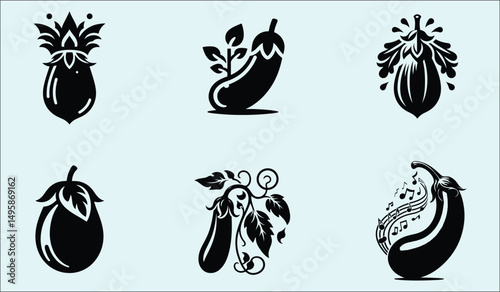 Vibrant Eggplant Vegetable Illustration Fresh Produce Design