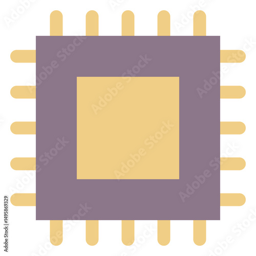 Micro Chip, Computer Chip Icon, Flat Style Isolated Vector Icon.