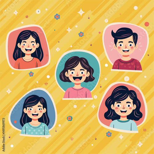 Prank Vector Art: April Fool's Fun with Whoopee Cushions. Modern Geometric Design with Cheerful Faces. Bright Colors & Playful Surprise for Graphic Design. Contemporary Illustration. April