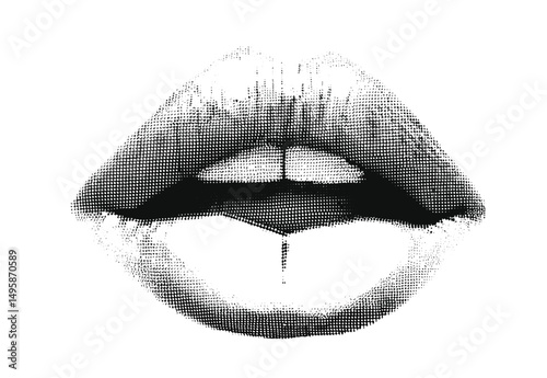 A halftone-style illustration Vector illustration for vintage emo gothic banner, music post