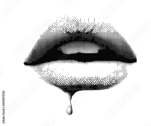 A halftone-style illustration Vector illustration for vintage emo gothic banner, music post