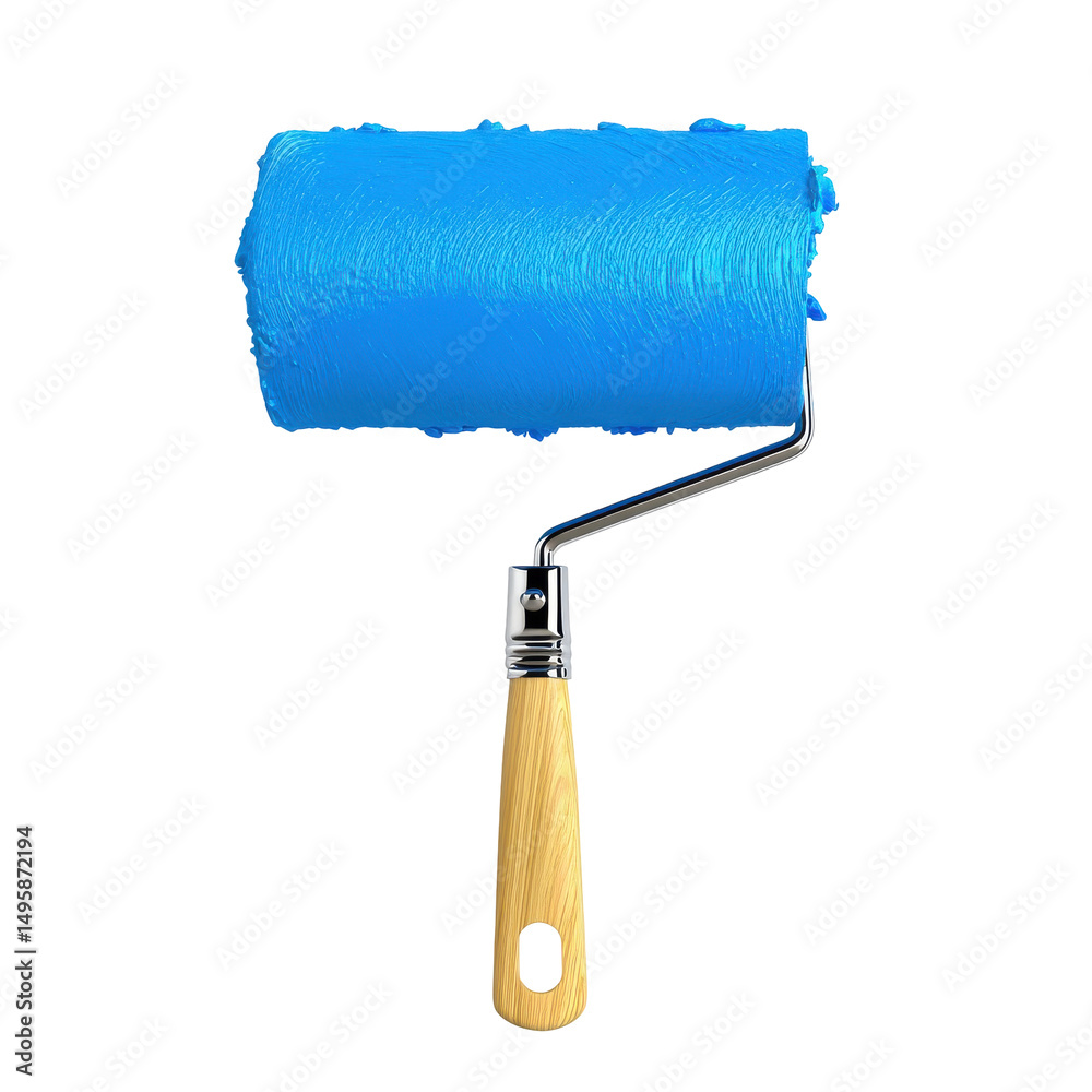 Obraz premium Bright Blue Paint Roller for Home Renovation and DIY Projects on transparent background