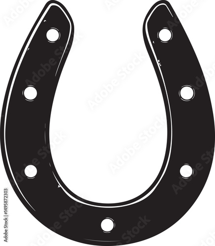 Horseshoe Silhouette Vector Illustration on Transparent Background