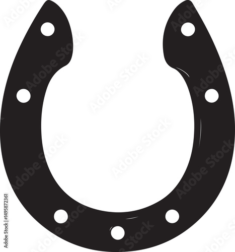 Horseshoe Silhouette Vector Illustration on Transparent Background