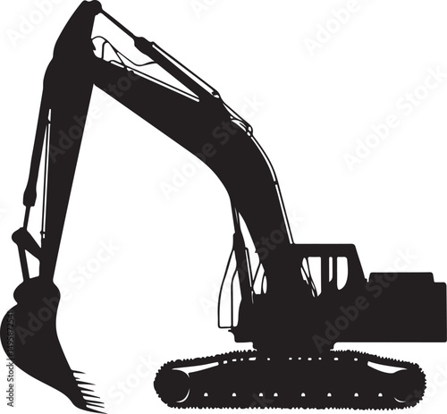 Excavator Silhouette Vector Illustration on Transparent Background