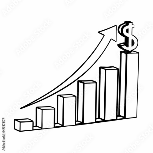 Business Finance Success Outline Growth Graph Icon Element Collection