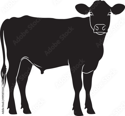 Cow Silhouette Vector Illustration on Transparent Background