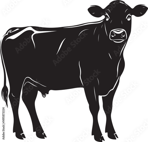 Cow Silhouette Vector Illustration on Transparent Background