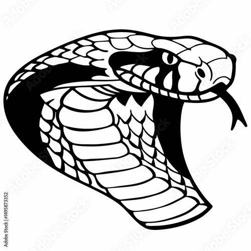 Snake Head Outline Icon In Fierce Reptile Art Sketch Style