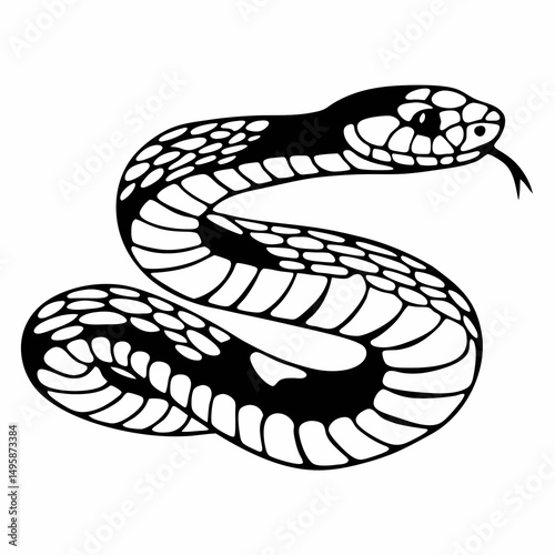 Snake Outline Icon In Bold Graphic Jungle Wildlife Style