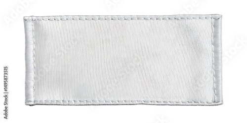 Blank White Woven Fabric Label with Stitched Edges for Clothing or Textile Design