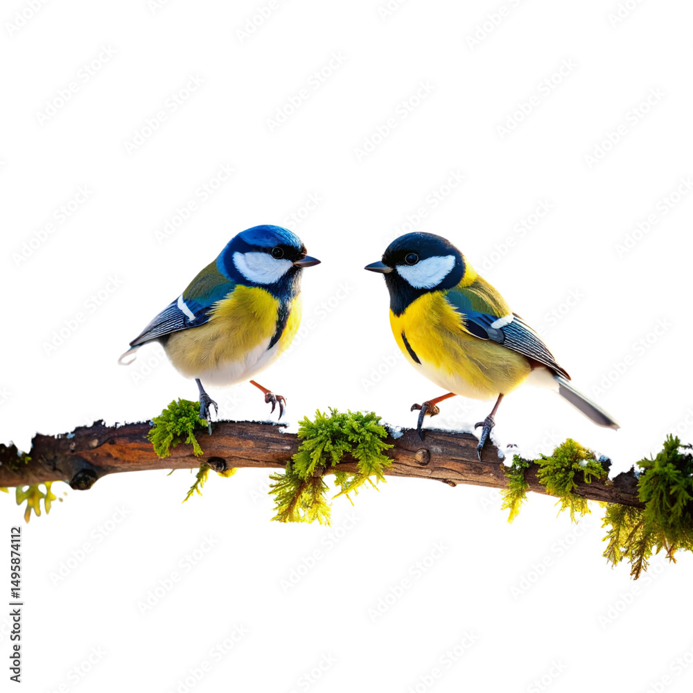 Obraz premium Untitled design - Feathered Friends in a Snowy Garden Perch.And transparent the background.