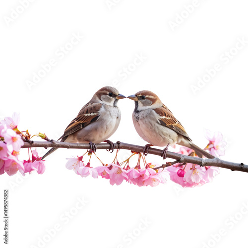 Untitled design - Lovebirds on Blush Pink Branch – Valentine’s Day Scene.And transparent the background.