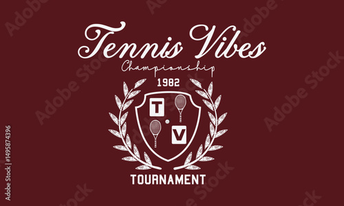 Tennis Vibes 1982 Championship Tournament College typography slogan with college varsity print for graphic tee t-shirt or sweatshirt.	