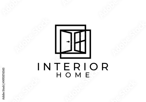 door and window logo. home furniture interior decoration vector design concept