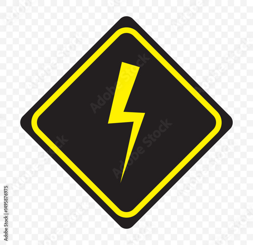 Power outage warning sign. high voltage warning sign with lightning bolt symbol inside yellow triangle indicating electrical hazard on Transparent Background. EPS 10.