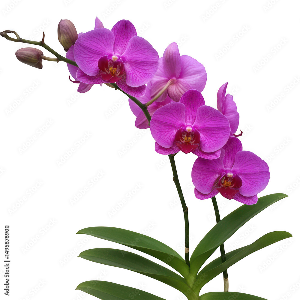 Obraz premium Vibrant pink phalaenopsis orchid branch isolated on transparent background