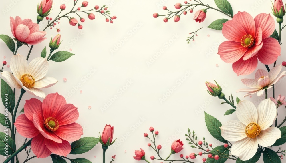 Naklejka premium Nature inspired floral motif, delicate details, delicate, vintage, seamless