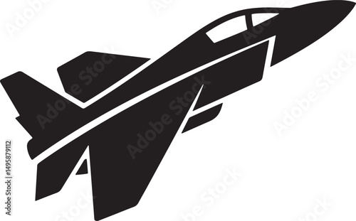 Jet fighter logo royalty free stock silhouette.