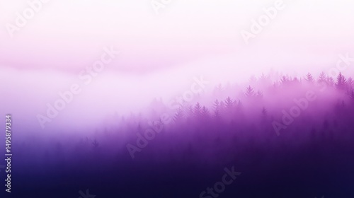 Wallpaper Mural A hazy purple forest landscape with fog rolling over the trees and a soft light gradient background Torontodigital.ca
