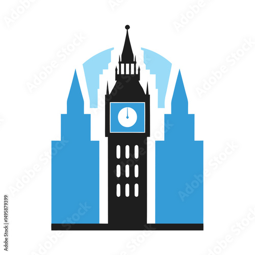 Stylized vector illustration of the iconic big ben landmark in london england
