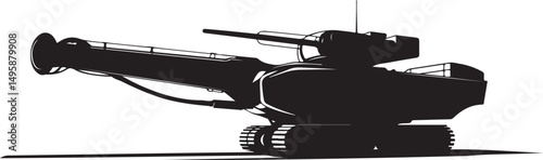 Silhouette of a Futuristic Military Tank on Tracks