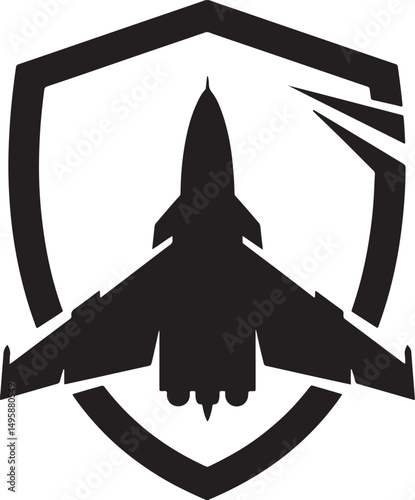 Jet fighter logo royalty free stock silhouette.