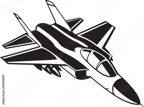 Jet fighter logo royalty free stock silhouette.