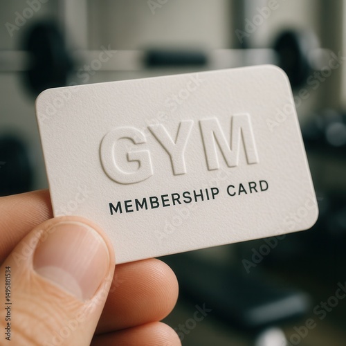 minimalist gym membership card held between thumb and index