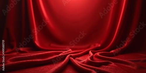 Deep Velvet Red Silk Satin Draped Texture Background